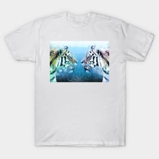 ✪ Tiger Brothers ✪ Mirror Universe Abstract Animal Art / Exotic Blue Kings T-Shirt